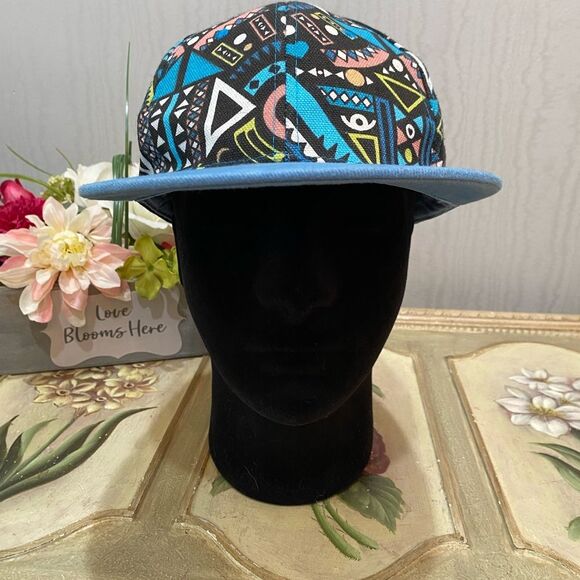 80s 90s Style Abstract Print Strapback Cap Hat Adjustable Unisex 100% Cotton - Picture 6 of 14